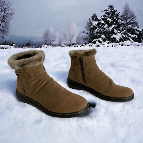 Ingaro New Brown Rushmore faux fur faux suede side zip ankle boots size 9M - Picture 16 of 16